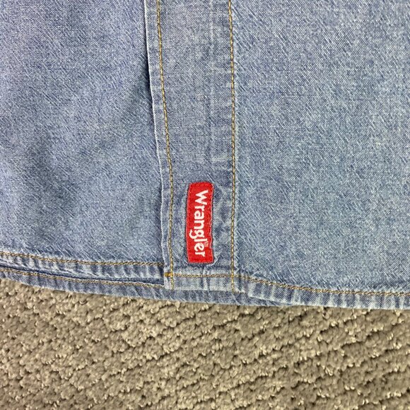 Wrangler Pearl Snap Chambray Shirt Men's XL Blue Denim Chore Western - Picture 3 of 15